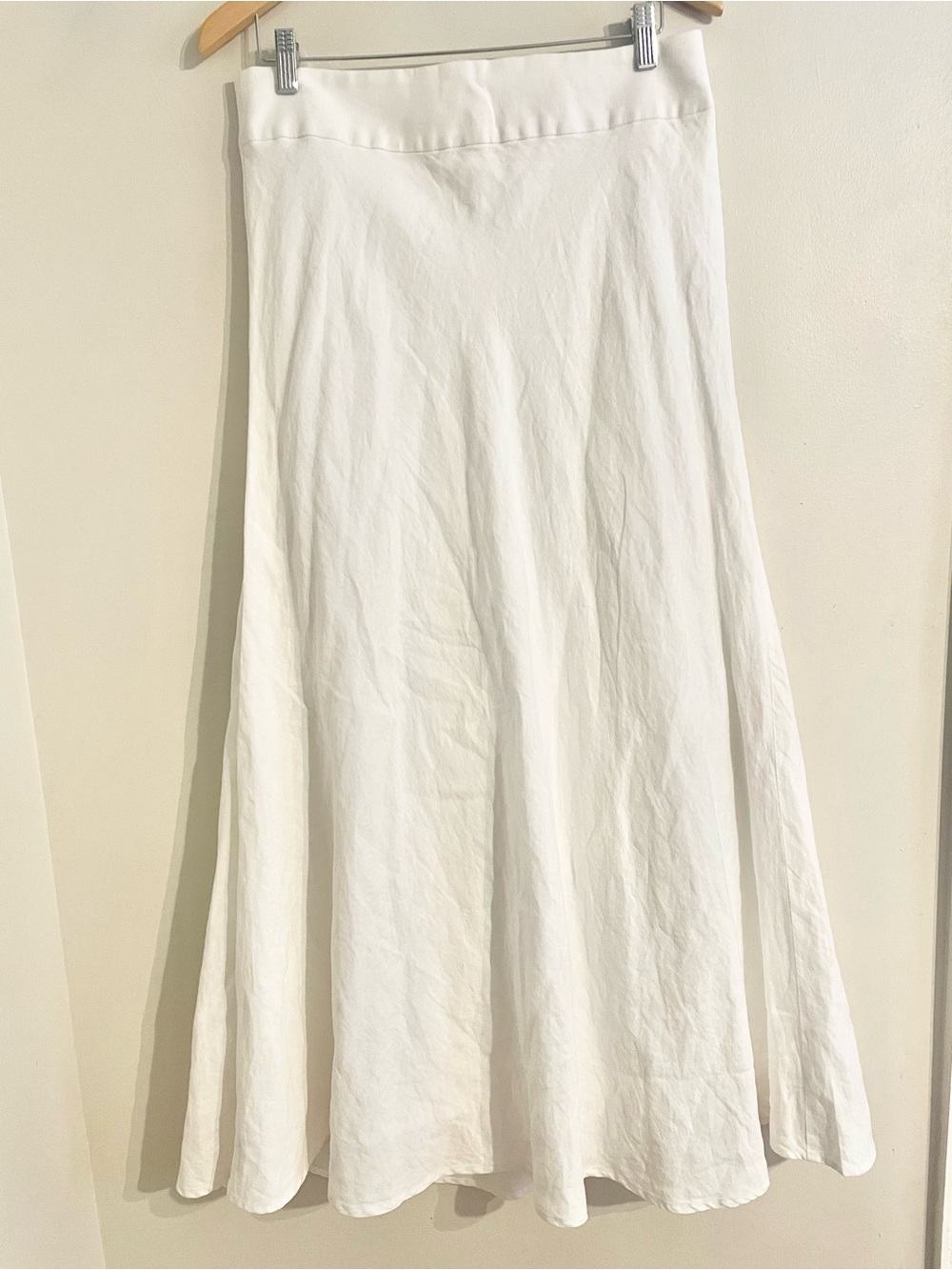 Banana Republic White Flowy A-Line Maxi Linen Skirt- Sz 10- EUC